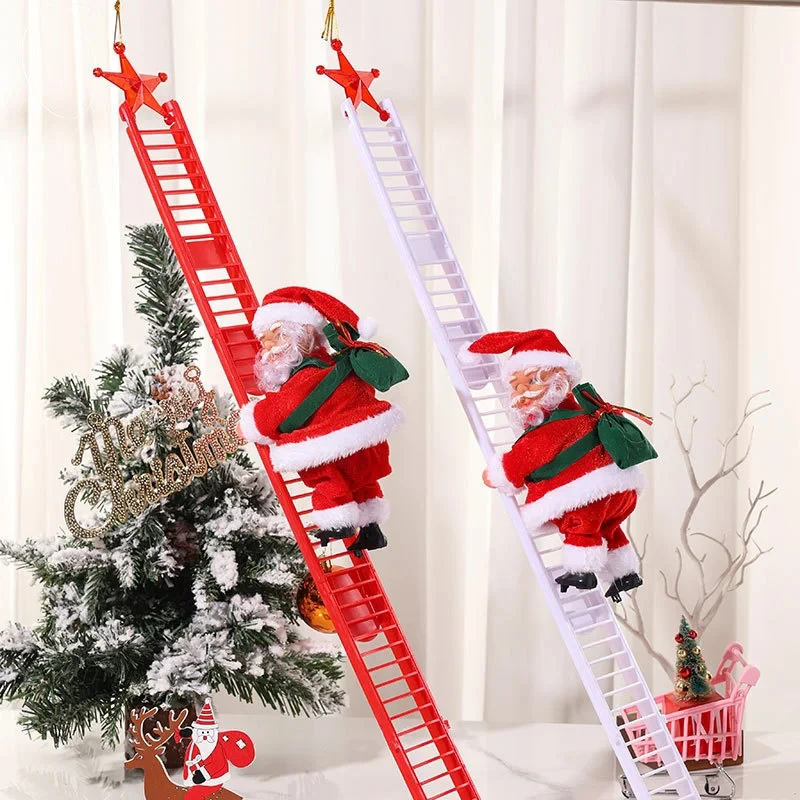 Christmas Gift Santa Doll Electric music Climb Ladder Christmas Tree Ornament Decorations For Home New Year Children's Gifts