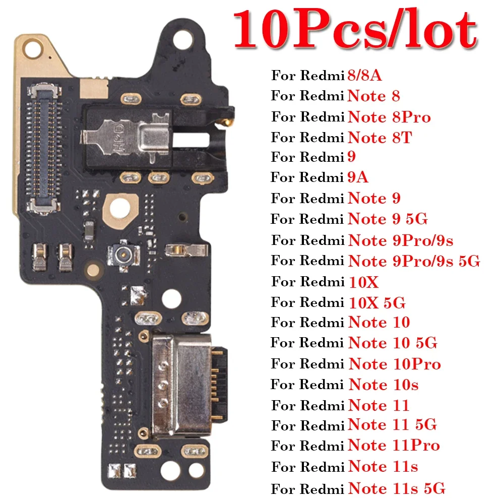 

10 шт./лот зарядный порт Flex для Xiaomi Redmi Note 8 9 10 Pro Plus 8A 8T 9A 10X 10S 11S док-станция USB зарядное устройство разъем гибкий кабель