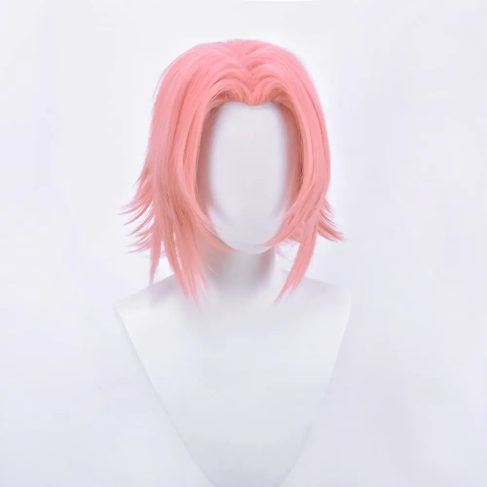 

Anime Cosplay Haruno Sakura Wigs Short Pink Heat Resistant Synthetic Hair Wigs for Halloween Costume Party
