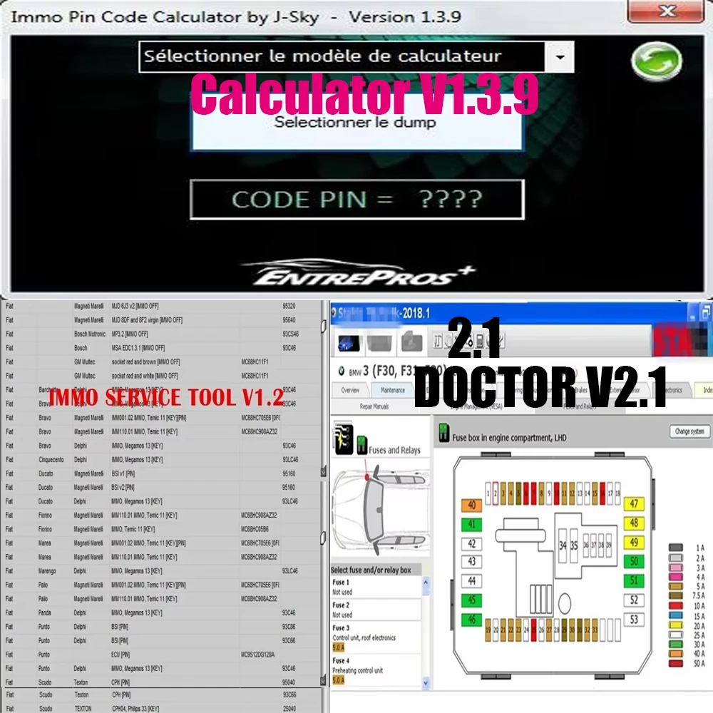 2024Newest IMMO Pin Code Calculator V1.3.9/ DOCTOR V2.1 With Unlimited KEYGEN MULTI BRAND+V1.2 Car Repair Software PIN