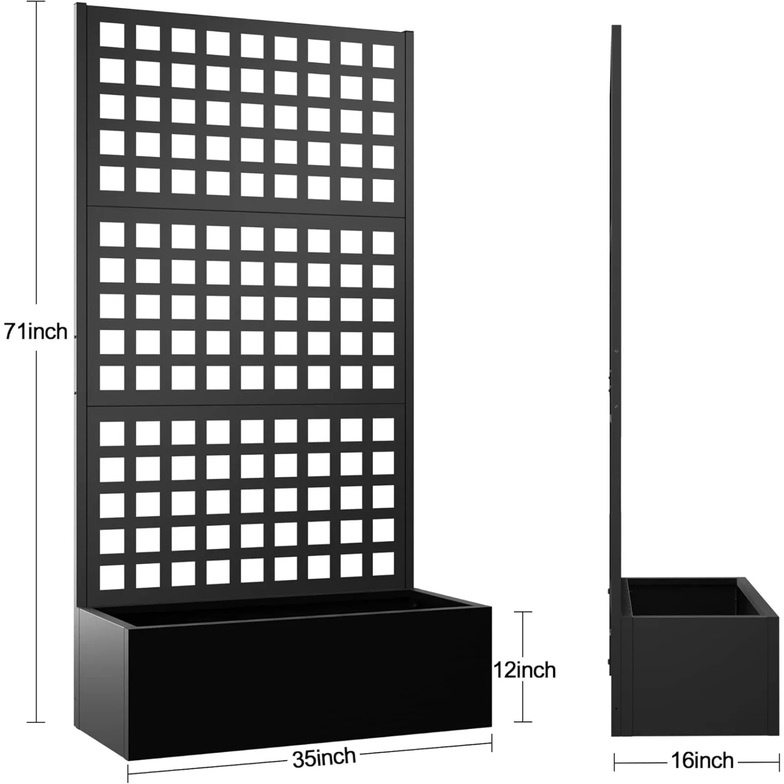 US Metal Planter with Trellis, Trellis with Planter Box & Privacy Screen, Outdoor Raised Garden Bed for Climbing Plants, Trellis