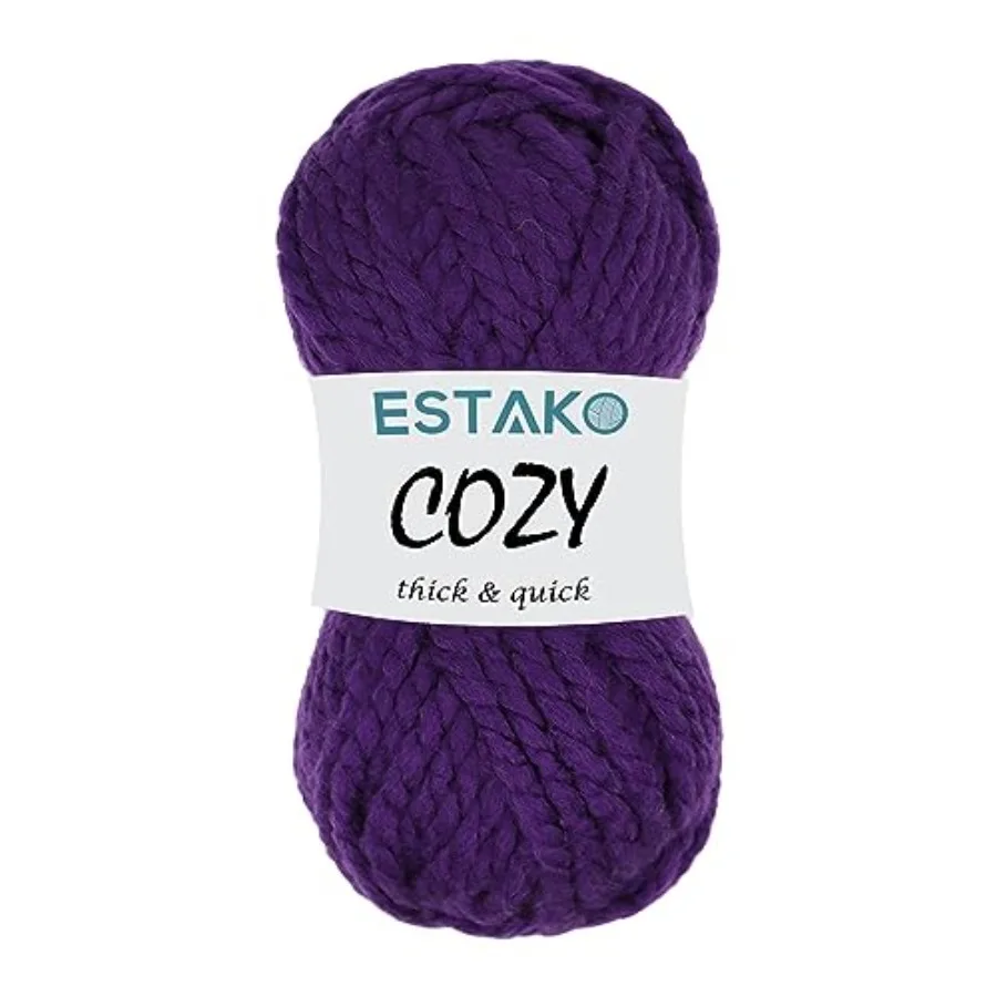 

Cozy Thick and Quick Yarn 20% Wool 80% Acrylic Soft Super Bulky Weight #6 Knitting and Crocheting Yarn 3.52 oz 100gr 65 yds (60