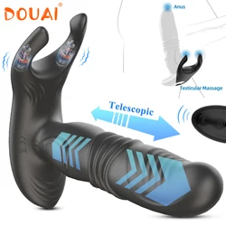 Silicone Anal Vibrator Thrusting Prostate Stimulator Massager Delay Ejaculation Cock Ring Anal Butt Plug Sex Toys Dildos for Men