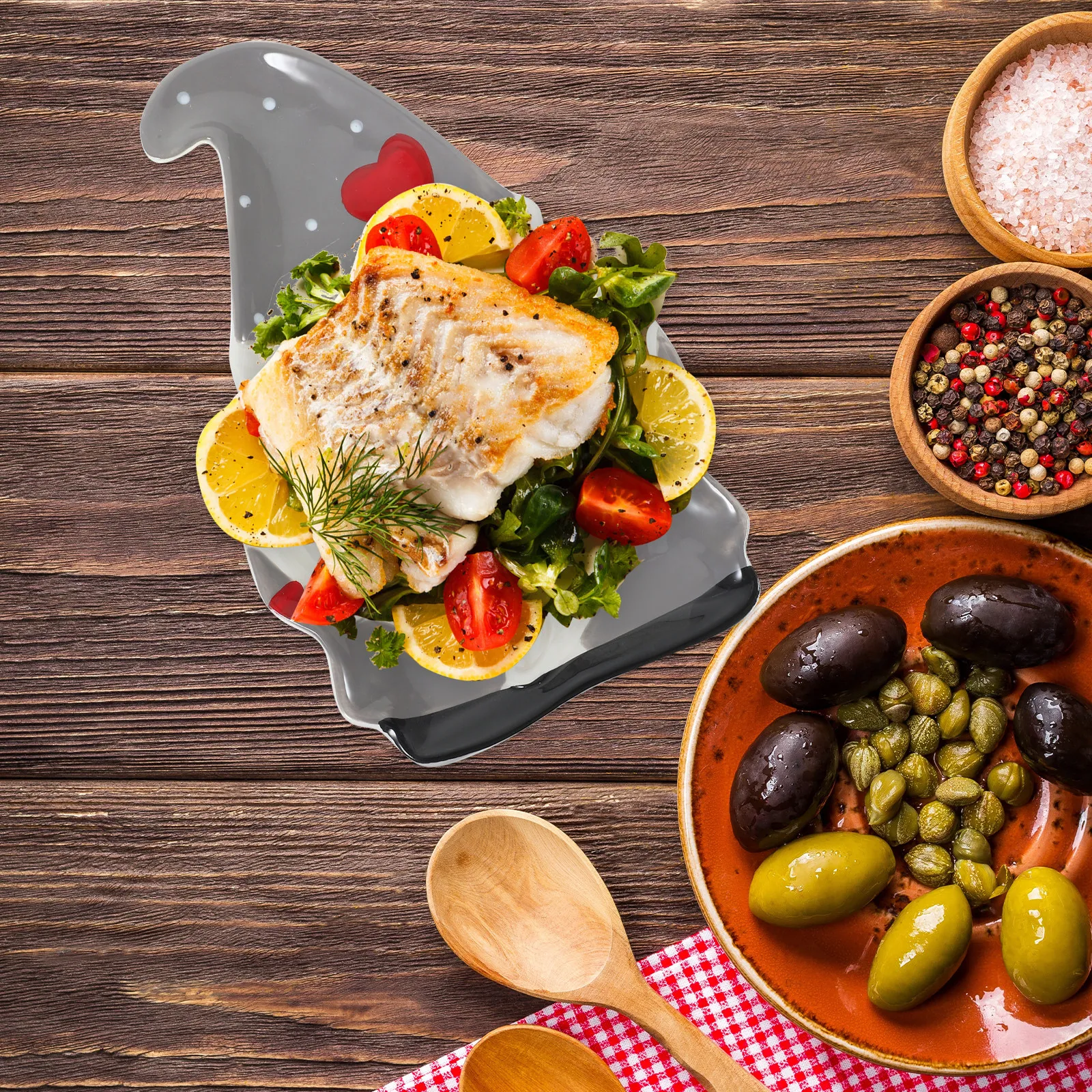 

1 шт. керамическая тарелка в форме Деда Мороза, рождественская декоративная посуда для праздничного сервирования стола, для салатов, десертов, пасты, креативная