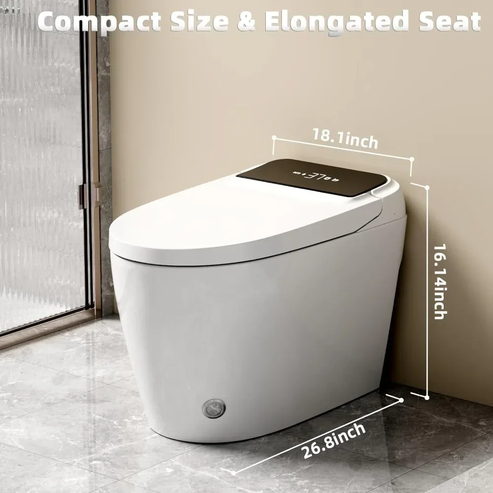 Smart Toilet with Bidet Built in, Auto Open/Close, Heated Seat, Automatic Flush Bidet Toilet, Night Light, Bidet Toilet