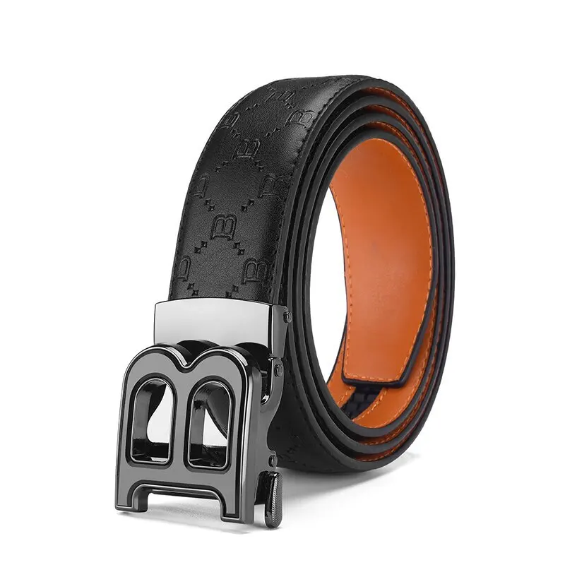 حزام رجالي فاخر وراقي بإبزيم أوتوماتيكي وحزام حفلات الشارع مطبوع على شكل حرف B