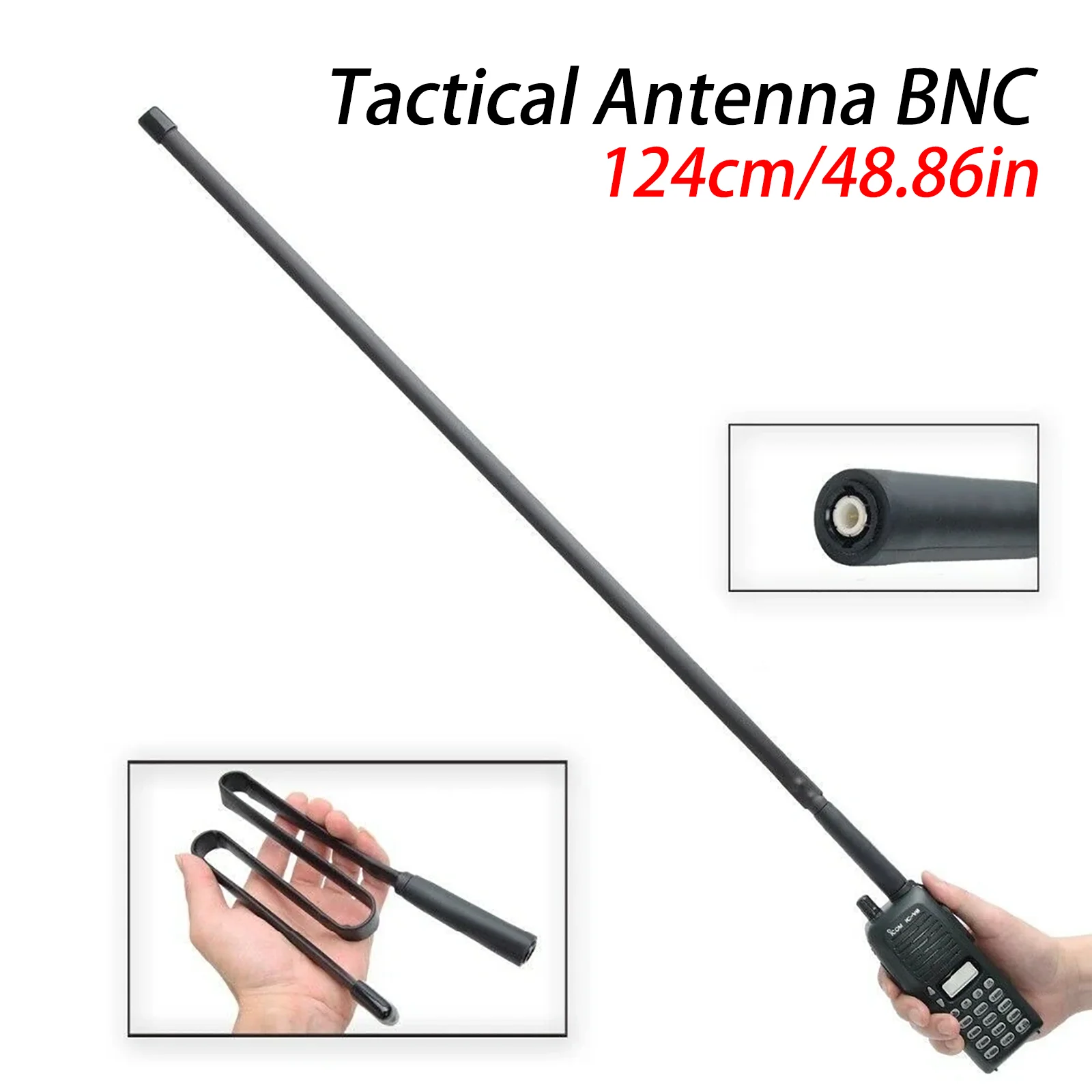 124cm CS Tactical Antenna Foldable BNC VHF 136-174/245MHz For ICOM IC-V8 V80 Kenwood TK100–TK320 Motorola CP500 Walkie Talkie