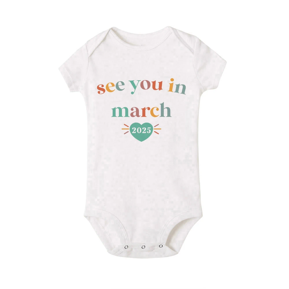 See You in January 2025 Baby Announcement Romper Newborn Short Sleeve Bodysuit Infant Summer Jumpsuit Toddler Clothes Outfits