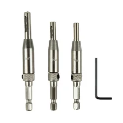 3 Pcs Self Centering Hinge Drill Bits Set Door Cabinet Holes HSS Hex Groove For Installation Of Door Hinges Hand Tools