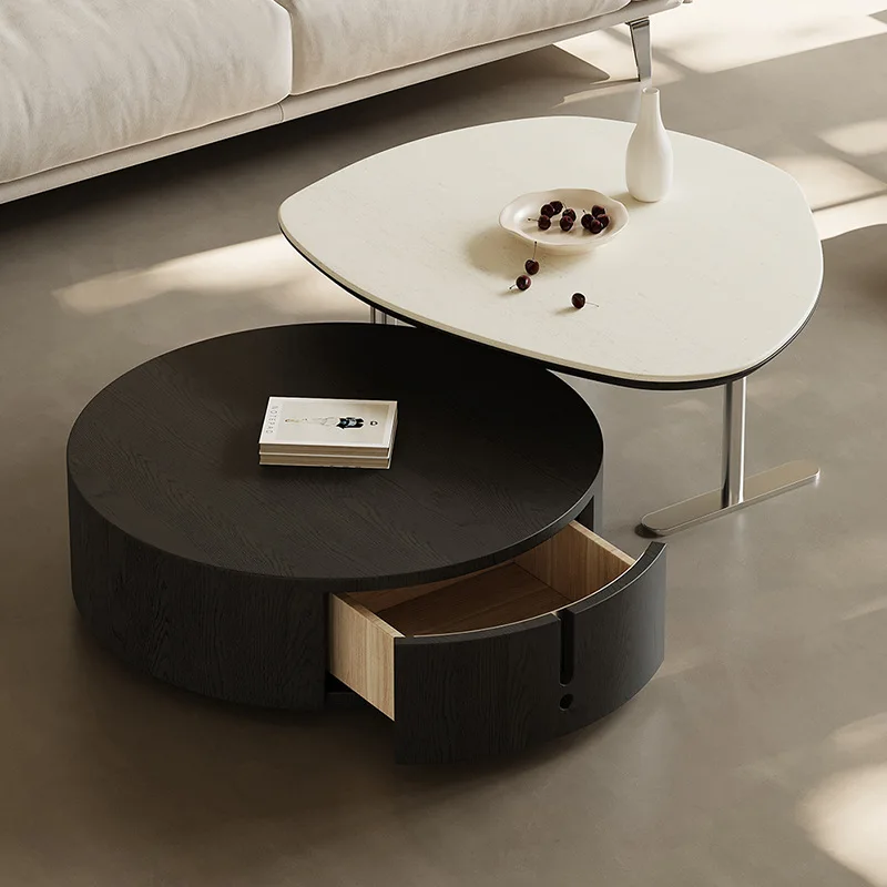 Italian minimalist living room coffee   small apartment creative high-end   smoked veneer art new