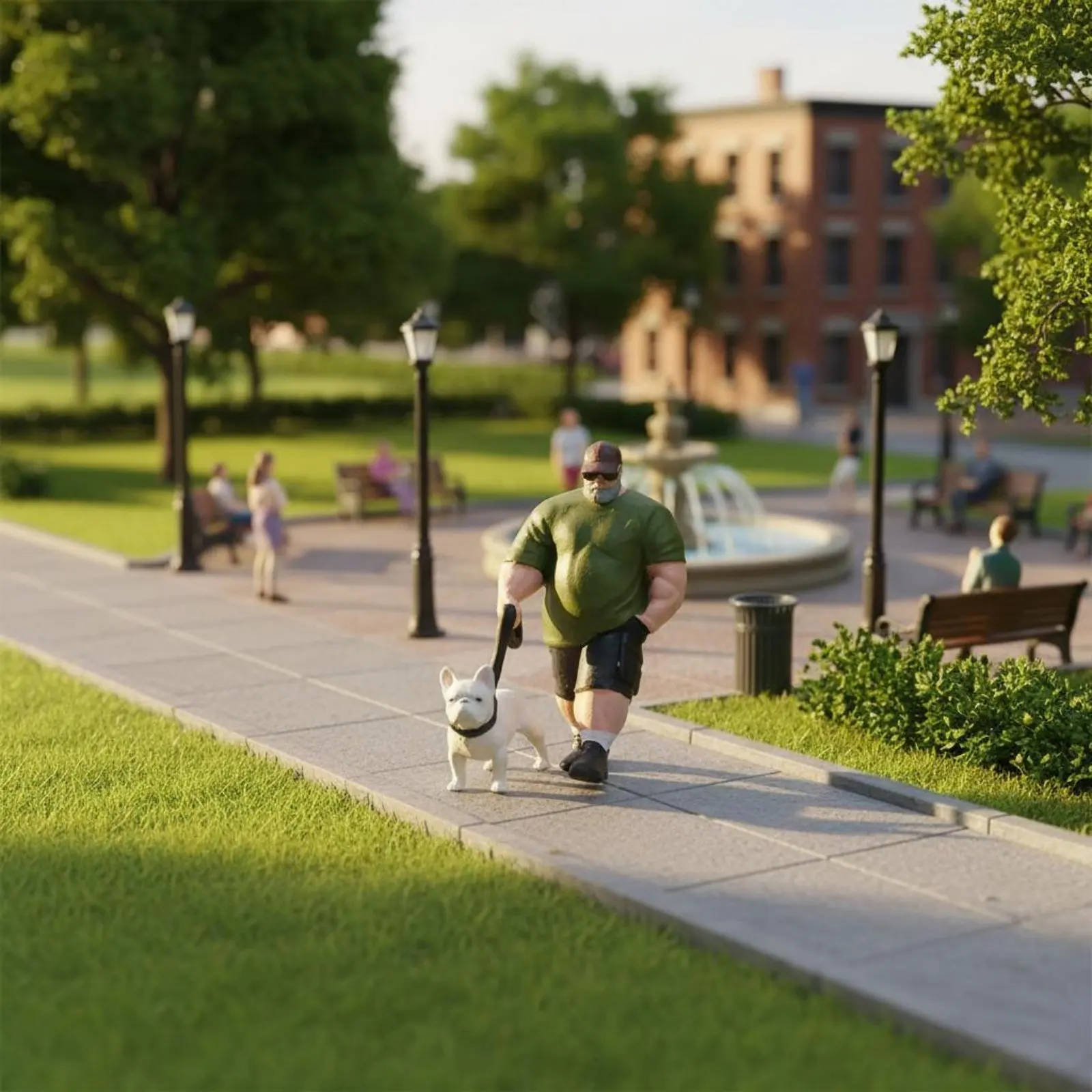 

Dog Walking Figurine Detailed Miniature People Figurine Painted Mini Figure Collectible 1:25 Scale People Model