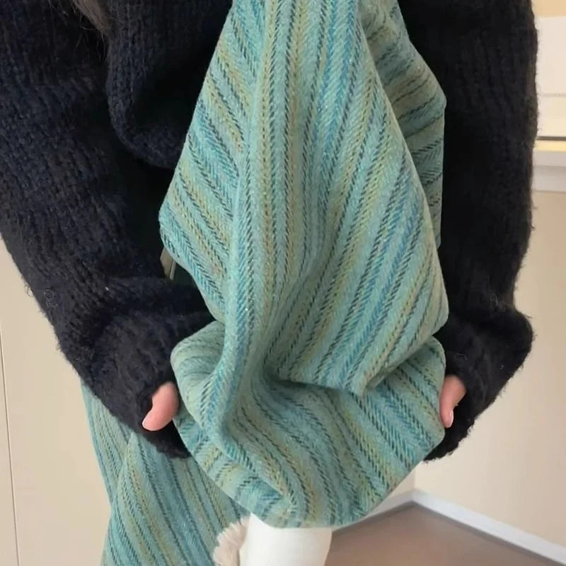 

Мужские свободные прямые повседневные брюки на осень-зиму, большие размеры, цвет бло-стрип, свободные широкие брюки-палаццо