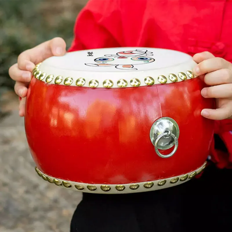 Dodici tamburi in pelle di vacchetta dello zodiaco per bambini con bacchette Kit di strumenti di gioco per eventi di danza del drago del leone