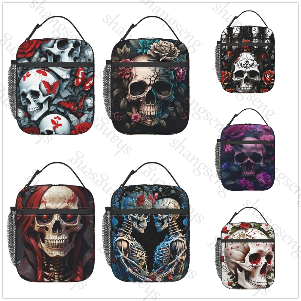 

Skull Rose Butterfly Insulated Thermal Bag Lunch bag Foods Drink Storage Leakproof Picnic Camping Bags Outdoor Box beach
