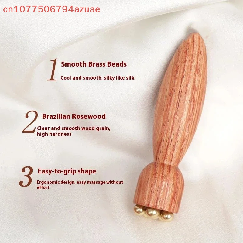 Face Eye Meridian Acupressure Massage Tool Contour Brush,Lymphatic Contour Facial Brush&Brass Eye Massage Stick Sandalwood