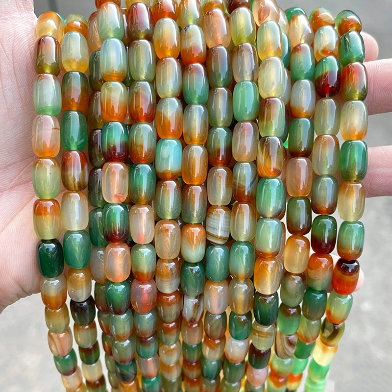 Natürliche Pfauen-Achat-Perlen in Fassform, gestreifter Achat, glatte lose Spacer-Perlen für die Schmuckherstellung, DIY-Halsketten- und Armband-Accessoires – Detail 2