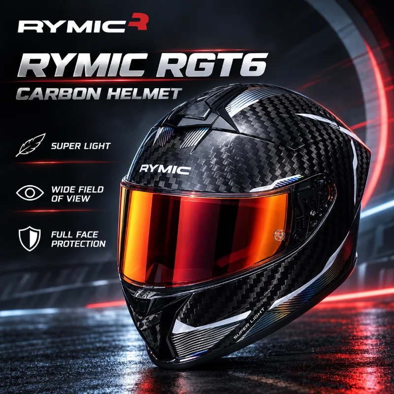 RYMIC RGT6 Carbon Fiber Full Face Motorcycle Helmet Lightweight Motorbike Racing Helmet For Men Women Four Season Riding