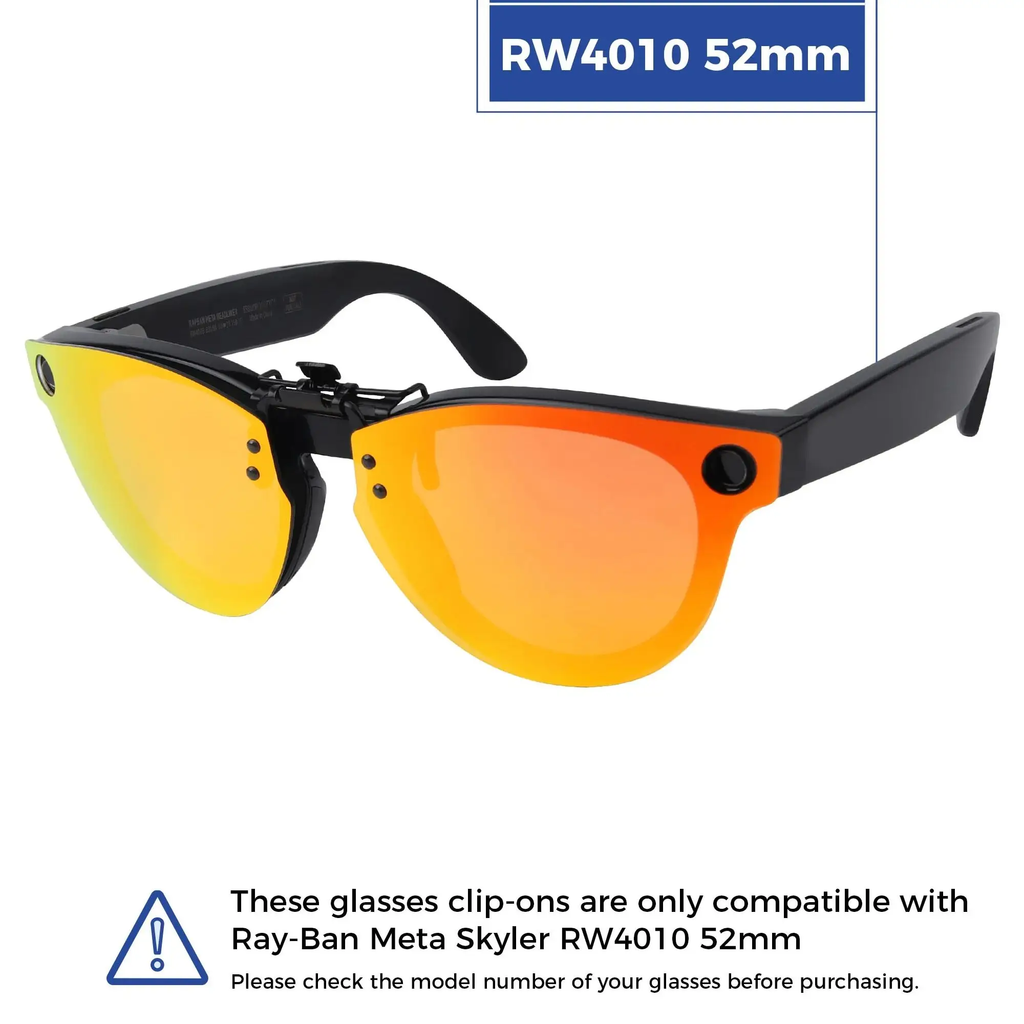 Rarayvix Polarized Flip-up Clip-on Sunglasses Compatible with Ray-Ban Meta Skyler RW4010 52mm for Men Women UV Protection