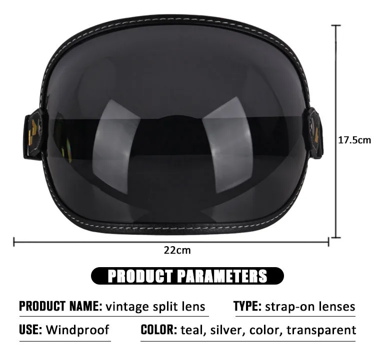 Uchoose fit alle Vintage Retro offenes Gesicht Halbhelm Motorrad Helm Bubble Shield Visier Linse Sonnenbrille Brille Zubehör – Detail 4