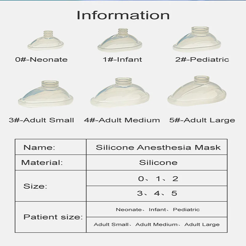BamuCare 1PC Reusable Silicone Anesthesia Mask First Aid Training Mask Resuscitate Anesthesia Mask ForAdult Child InfantNeonate