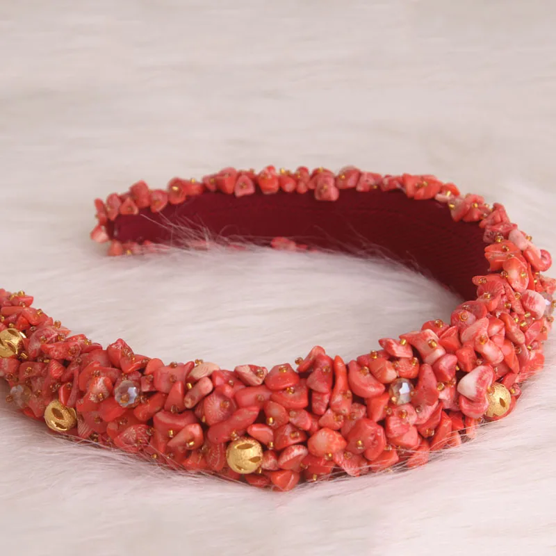 4ujewelry Nigerian Traditional Wedding Headpieces Nature Coral Beaded Bridal Hair Band 2023