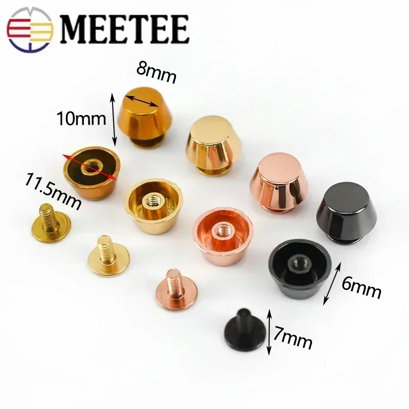 10/20/50Pcs Meetee Metal Nails Buckles Studs Screw Rivets Handbag Bottom Protecting Feet Bags Leather Craft Hardware Accessories