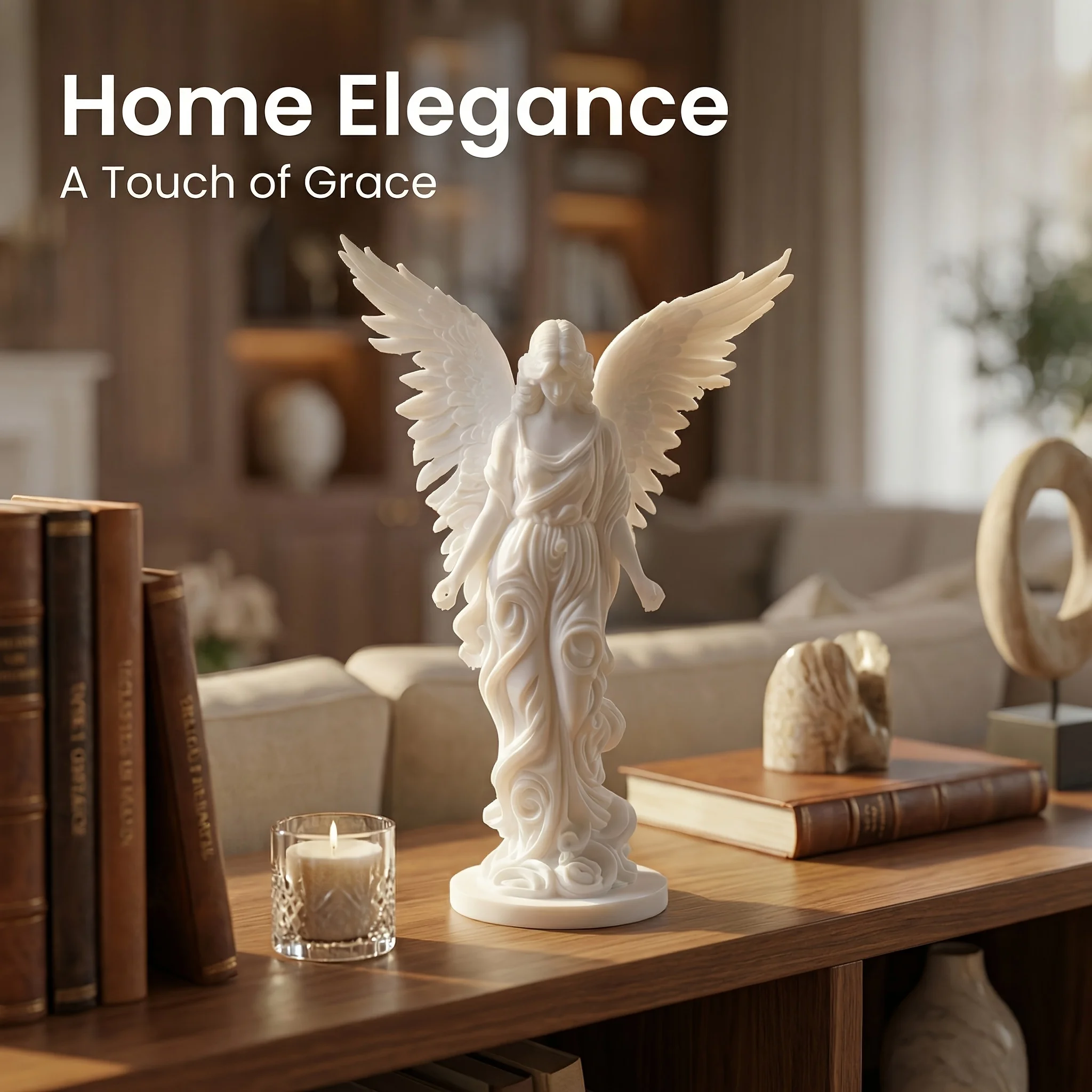 2-Piece Set of White Angel Statues, 3D Printed Ornaments, High-Quality European-Style Angel Creative Gifts, Desktop Decorations, Classic Desktop Decor and Gifts