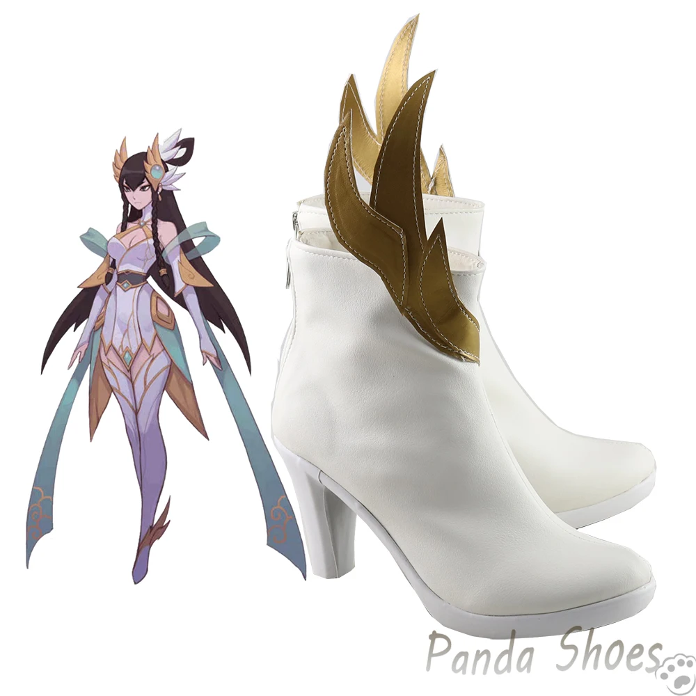 Lol irelia cosplay schuhe anime spiel liga der legenden cos weiße stiefel irelia cosplay kostüm prop schuhe für con halloween party