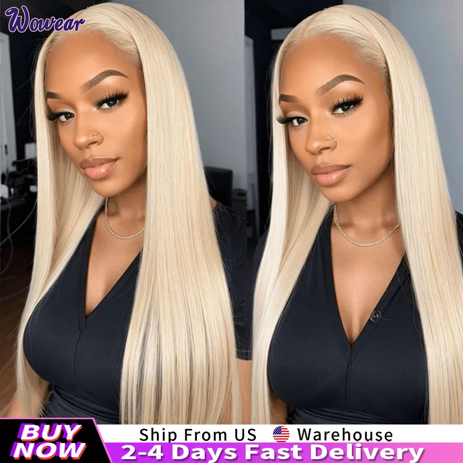 

200%Density Human Hair Wig 613 Honey Blonde Colored Lace Front Wigs Straight Human Hair 13x6 HD Lace Frontal Wig For Black Women