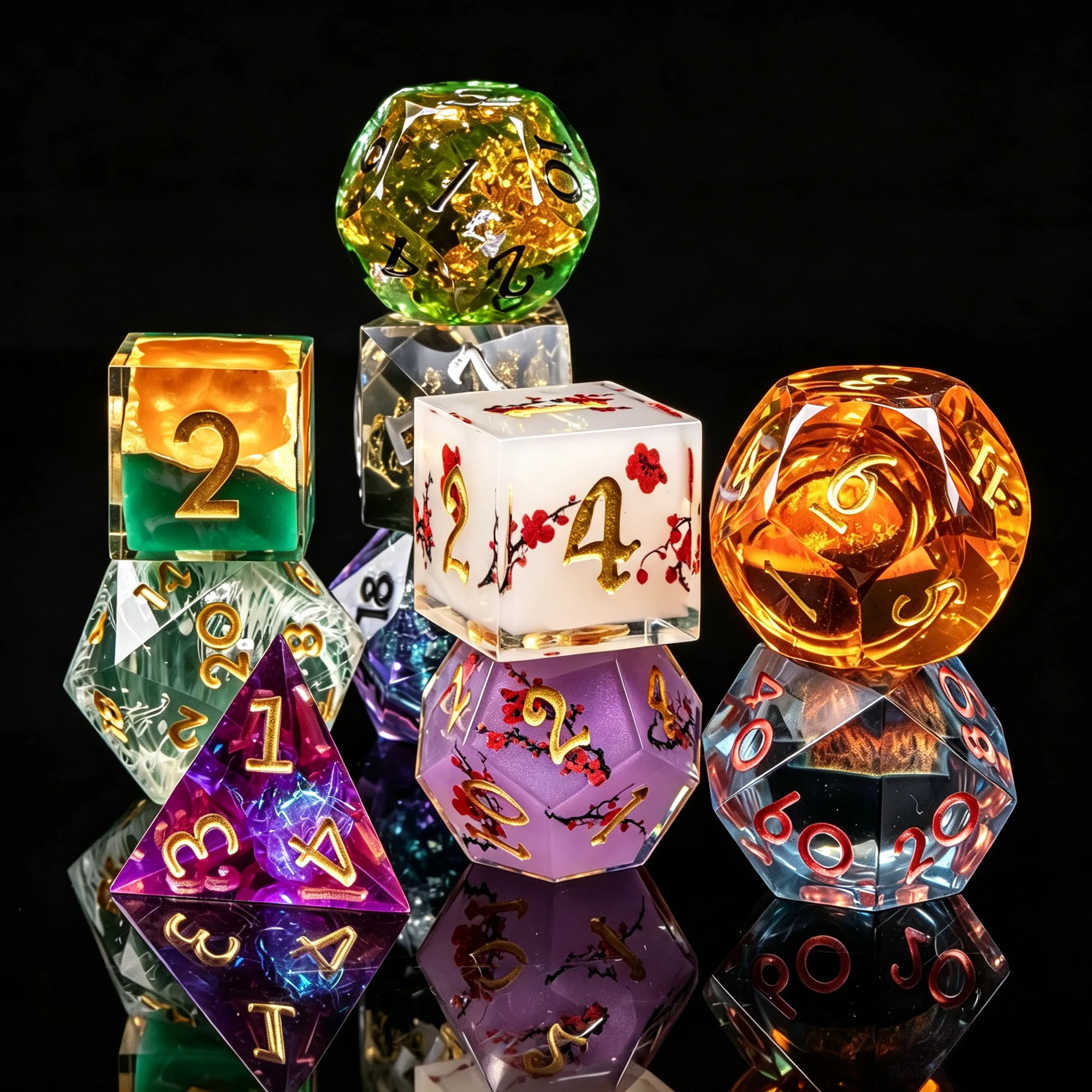 Mystery Surprise Dice Blind Box, Random 7‑Piece DND Polyhedral Dice, Metal / Resin / Liquid Core Dice for D&D TRPG