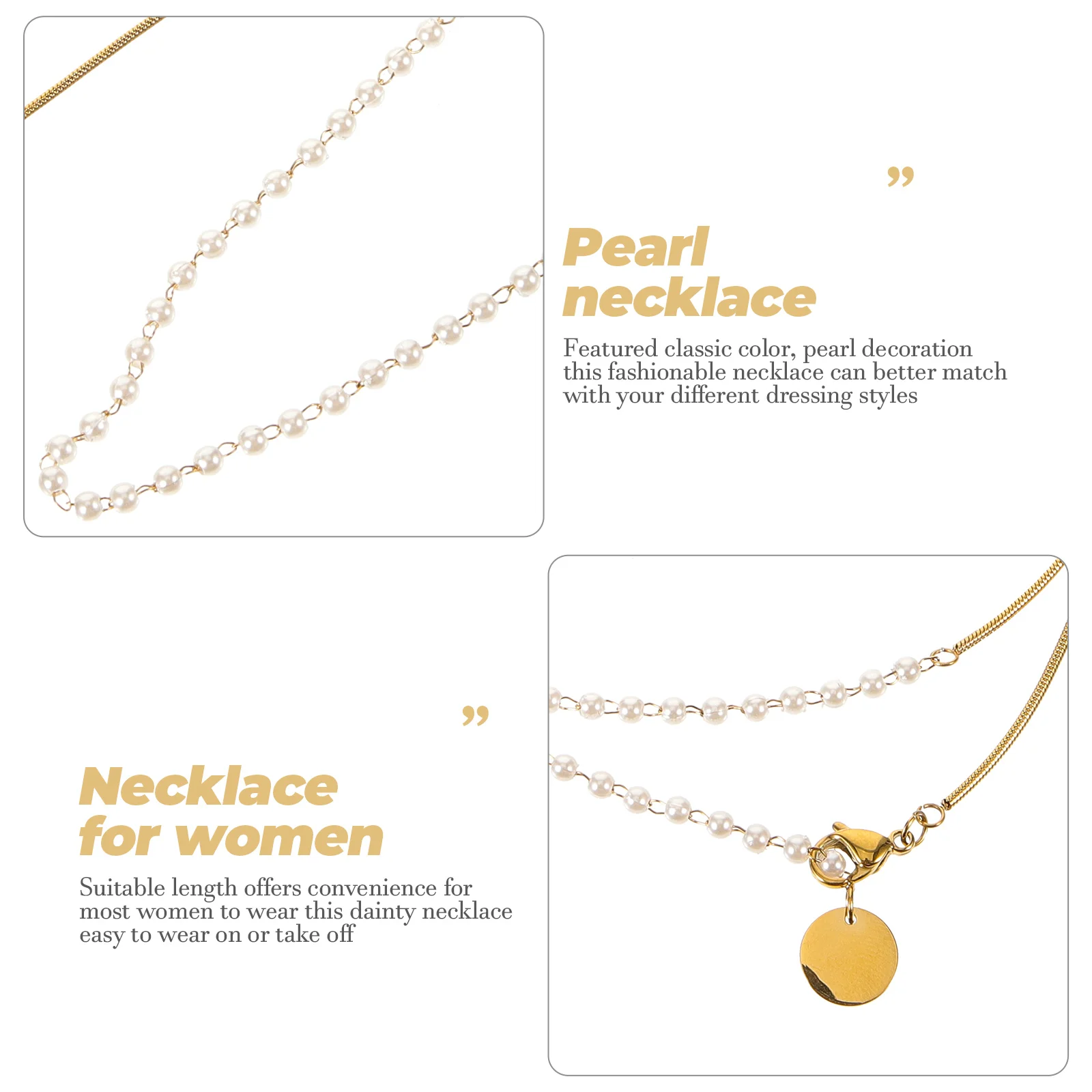 

Titanium Steel Pearl Necklace Double-Layered Layered Necklace for Women Elegant Clavicle Chain Neck Jewelry Clavicle Chain