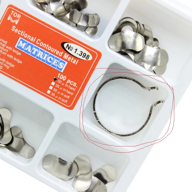 Dental Matrix Bands Anterior Proximal Strips Sectional Contoured Matrices Metal Matrices standard delta Ring No.1.398