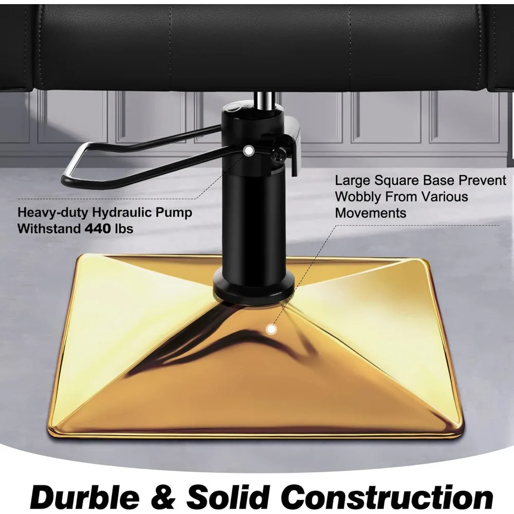 Sillón de salón de alta gama, dorado y negro, piel sintética, 360 °   Giratorio, capacidad de peso de 330 libras, cojín de espuma viscoelástica, reposabrazos