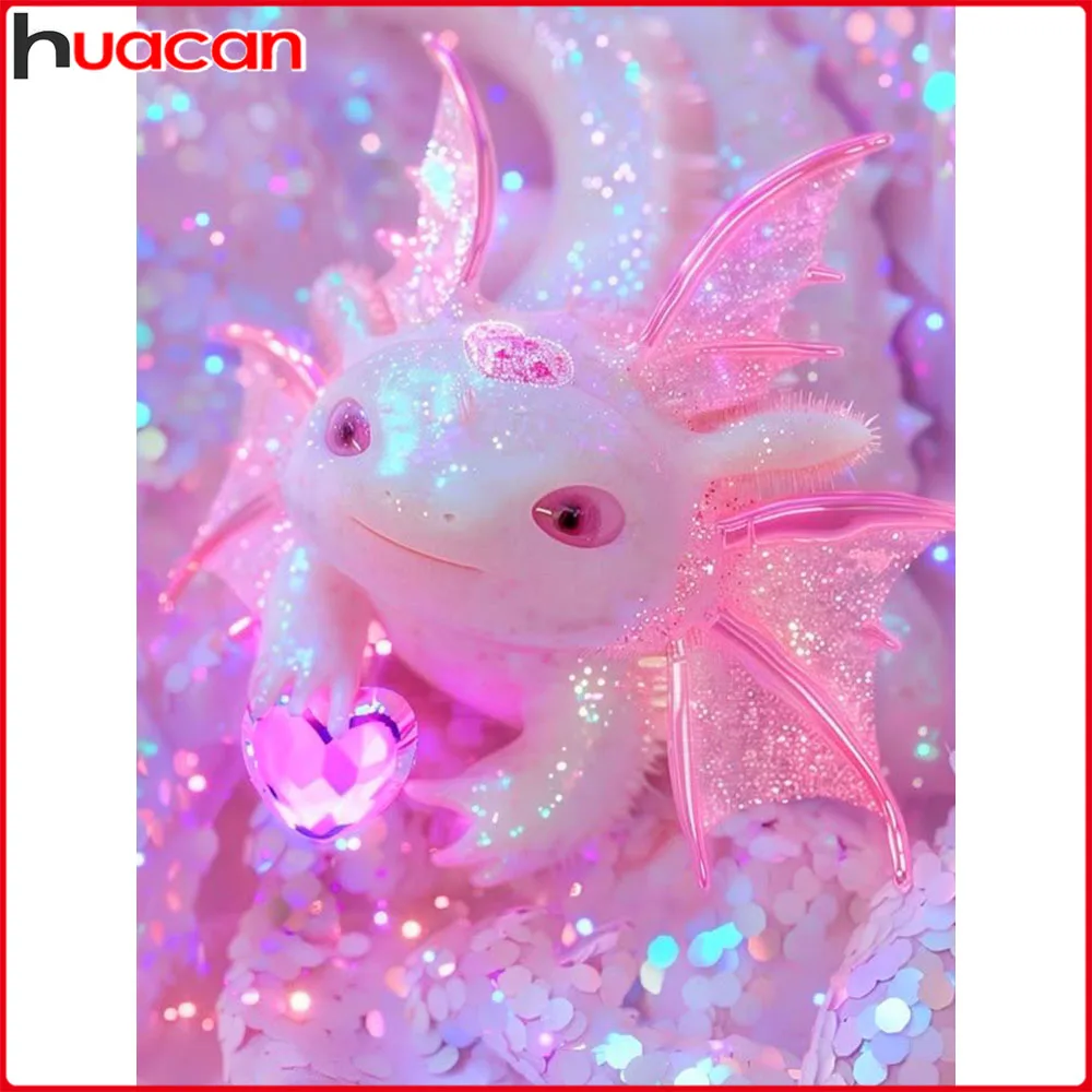 Huacan Neuheiten 2025, Diamantgemälde, Fisch, Herz, Blume, Diamant-Mosaik, Tier, komplettes Set, Wanddekoration