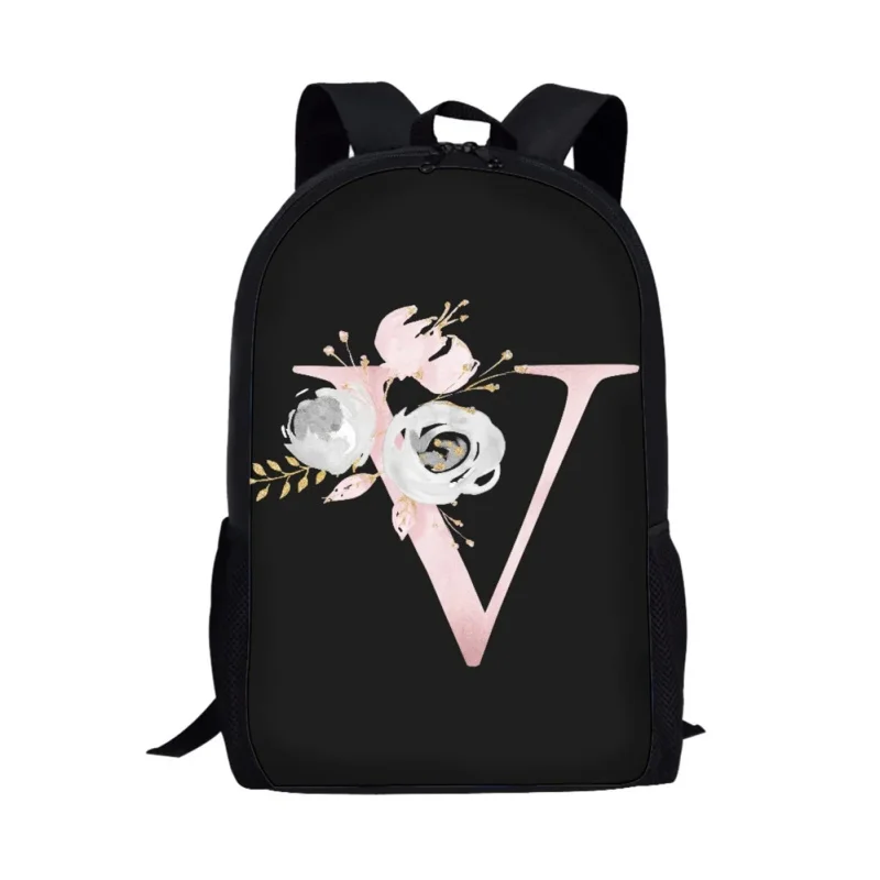 Mochila Art Letter Flower Design, mochila escolar para homens e mulheres, mochilas casuais de viagem para adolescentes para meninas e meninos