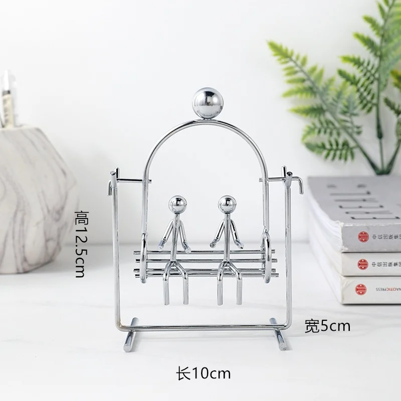 Double People Swing Desktop Ornament Iron Swing Creative Home Desktop Living Room Metal Model Handicraft Birthday Gifts