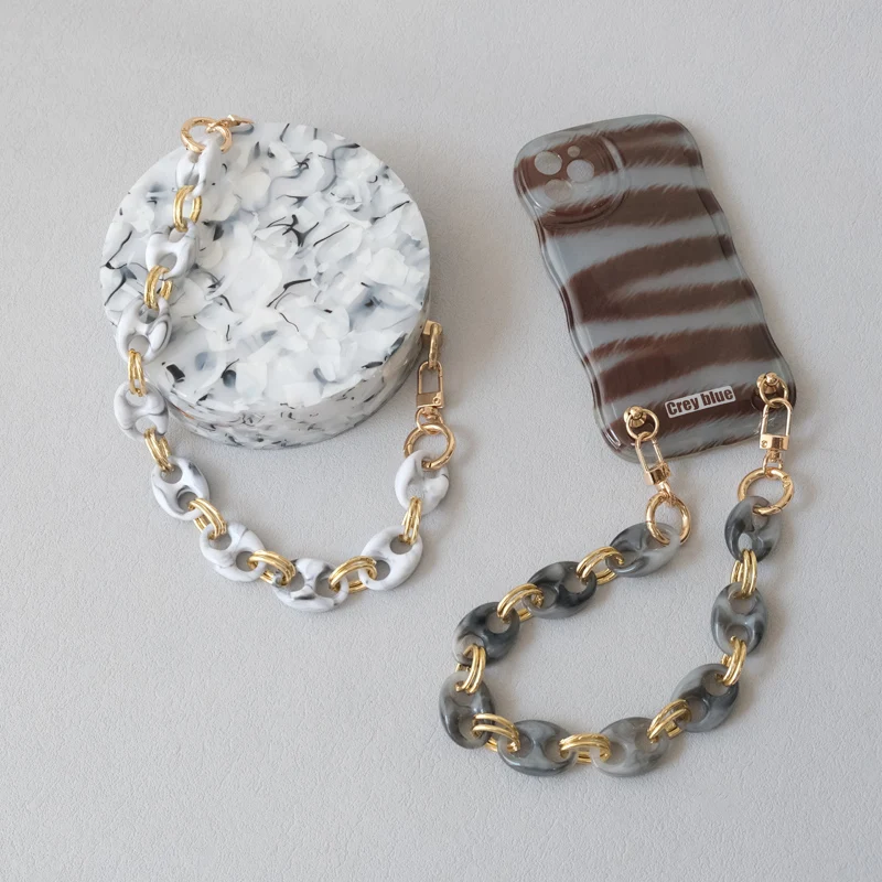 Neue Modische Damen-Taschenaccessoires: Leoparden-Muster, Bonbon-Rot, Blau, Acrylharz, Metallkette, Schulterriemen, Lange Kette für Umhängetaschen – Detail 12