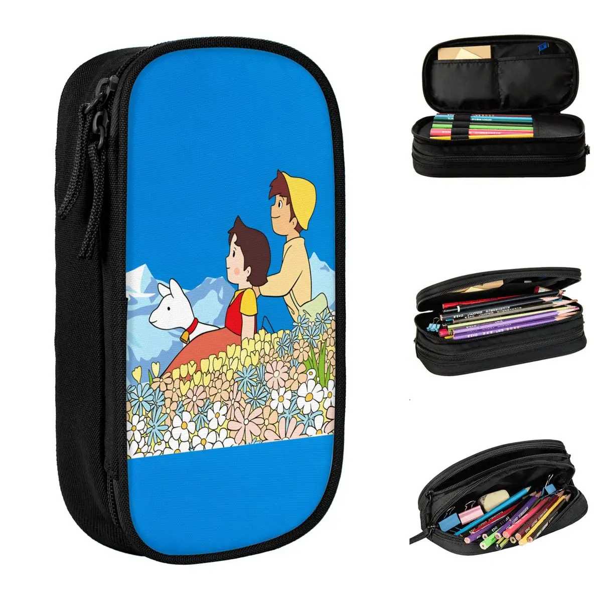 

Heidi Peter And Grandpa Alps Pencil Case School Pencil Cases Double Layer Students Cool Big Pen Box School Stationery