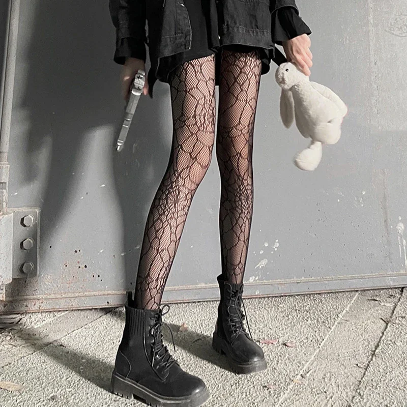 일본 소녀 고스 펑크 레트로 거미줄 타이츠 클래식 로리타 섹시 코스프레 애니메이션 팬티스타킹 여성 레이스 메쉬 스타킹