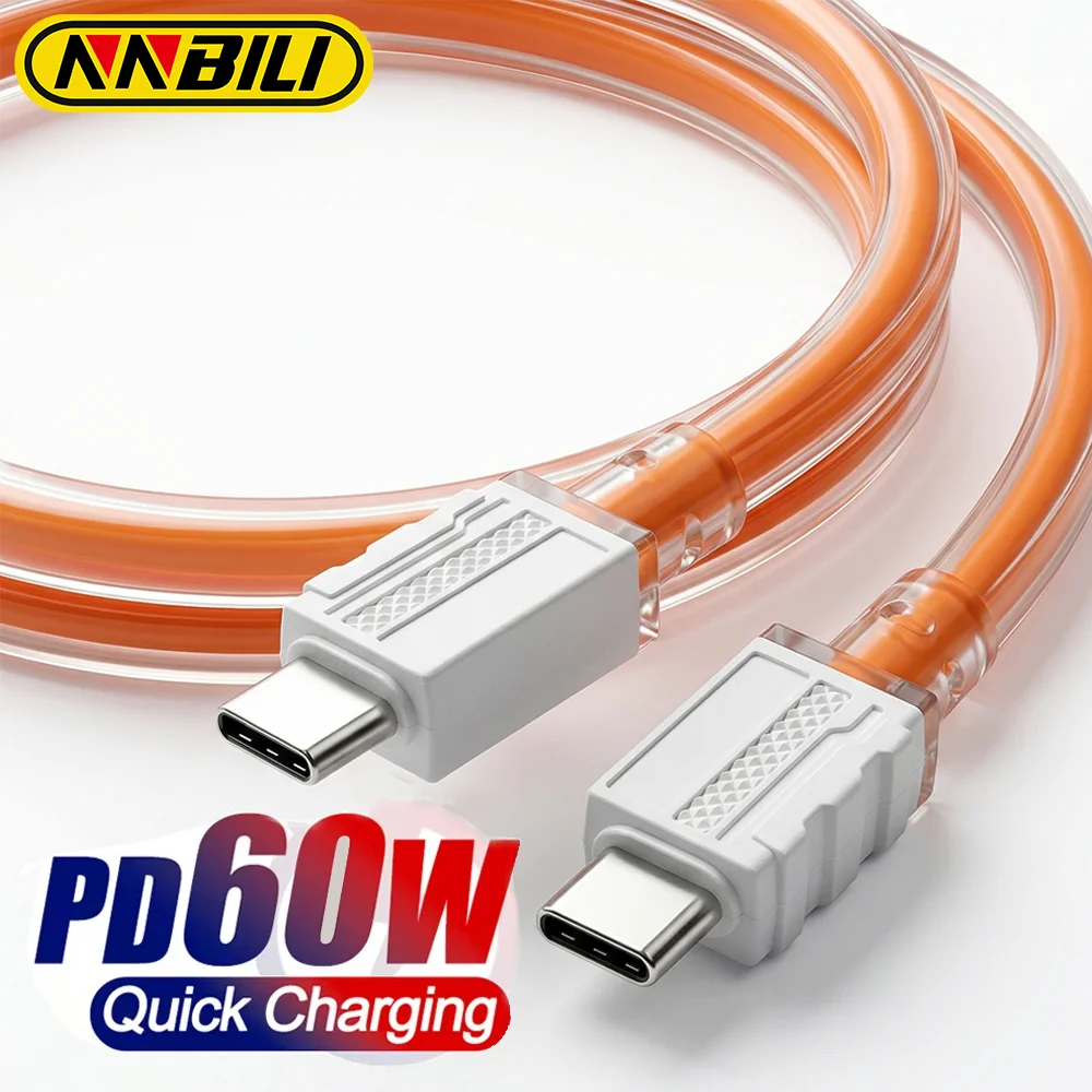 NNBILI PD 60W Schnellladekabel C zu C Jelly Feel Handy-Ladekabel, geeignet für iPhone 17 16 Samsung Xiaomi Datenkabel
