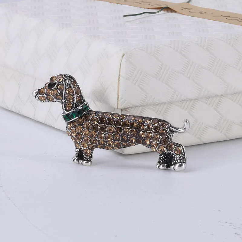 Rhinestone Dachshund Brooches for Women Unisex Animal Pin Dog Lapel Pins Banquet Party Backpack Gifts Jewelry Accessories