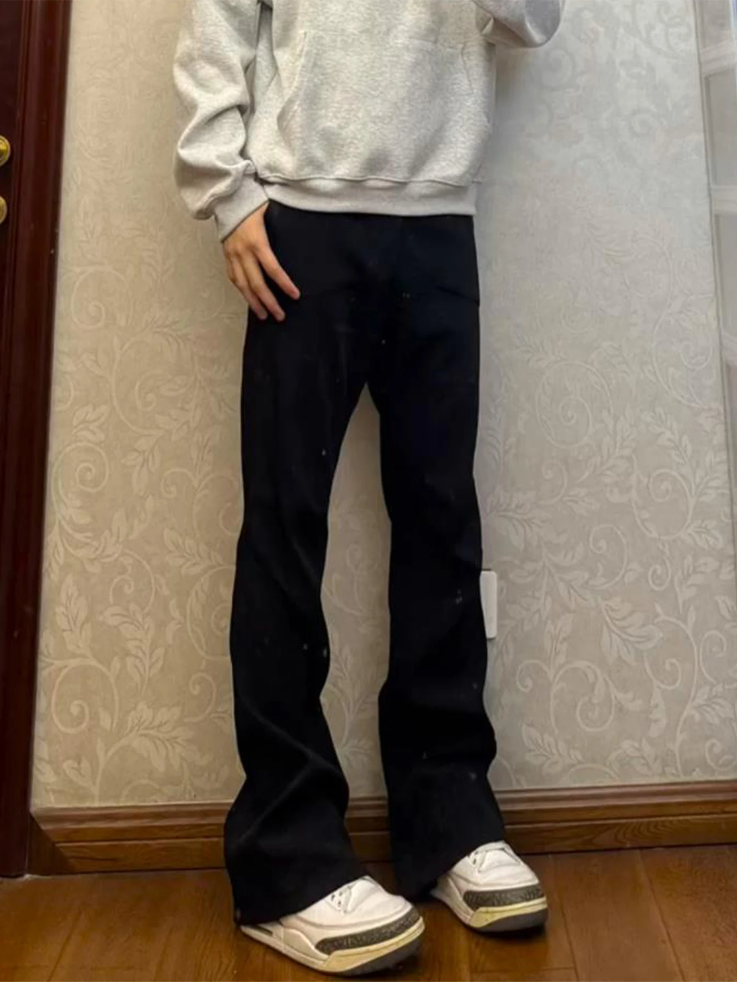 

Мужские джинсы Cleanfit Black в американском уличном стиле, прямые, зауженные, с легким клешем, повседневные, молодежный стиль