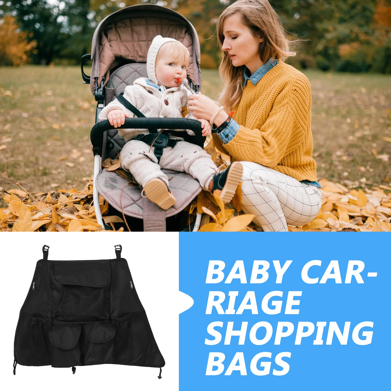 

Сумка-органайзер для детской коляски, большая вместимость, универсальная регулируемая сетка для хранения подгузников, салфеток, бутылочек, корзина для нижнего белья