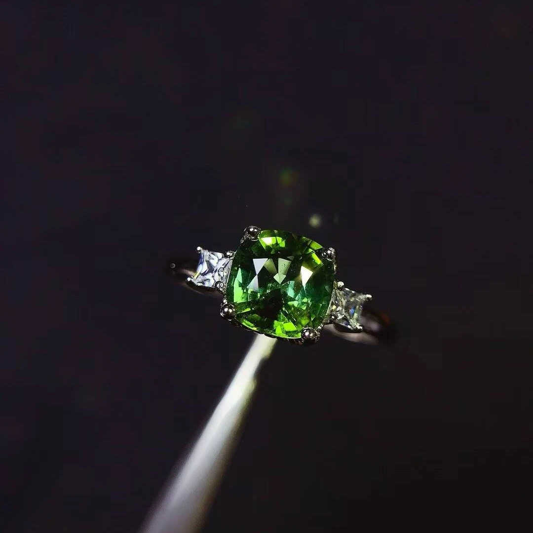 KJJEAXCMY high-grade Jewelry Natural Women's Tourmaline Ring S925 Silver Colorful and splendid Crystal pure fire flash explosion