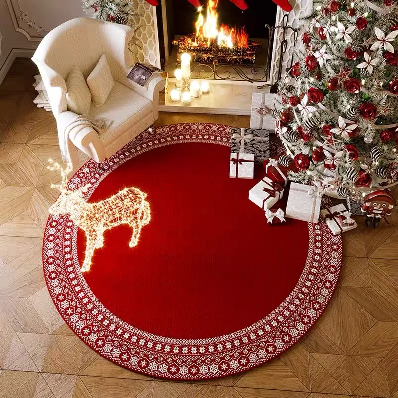 Christmas Tree Circle Rug Bedroom Kitchen Coffee Table Home Decor Entrance Hallway Sofa Side Area Doormat Floor Mat