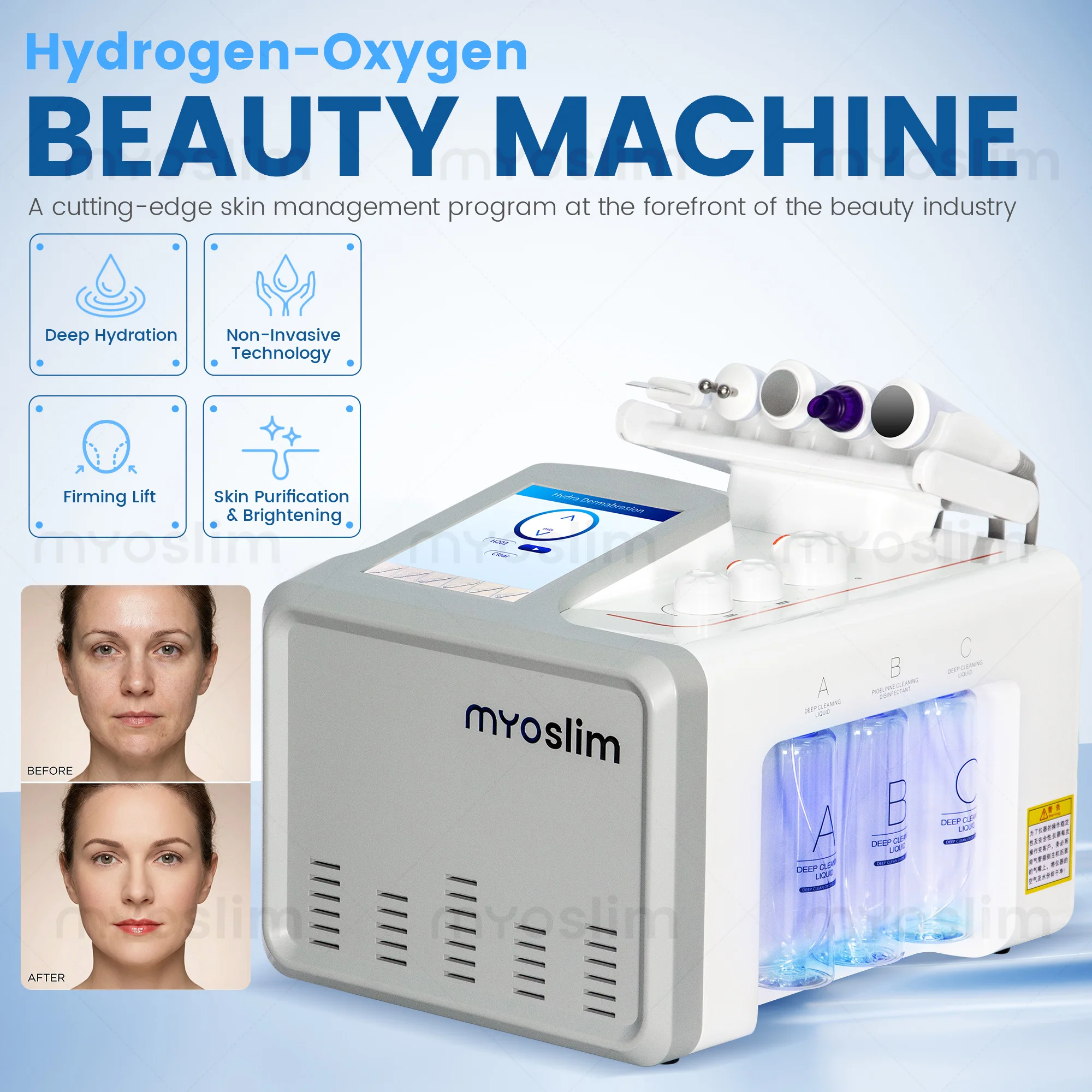 

6-in-1 Hydro Facial Beauty Machine Water Oxygen Jet Peel Microdermabrasion Vacuum Facial Device for Skin Care