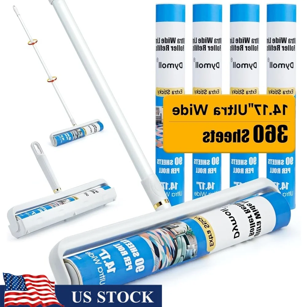 

Очень липкий валик для ворса 14,17 дюймов, 360 листов, длинная ручка, средство для удаления шерсти домашних животных, ковер, мебель, одежда, уборка дома