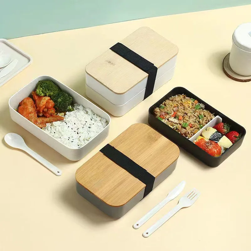 В 2024 году горячая распродажа двухслойного герметичного детского обеда Bento объемом 1200 мл с бамбуковой и деревянной крышкой.