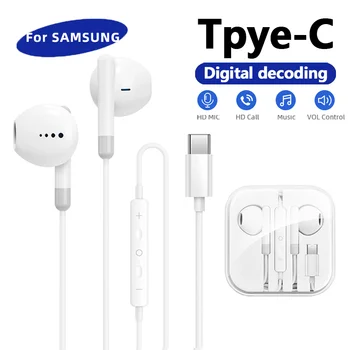 Type C 3.5mm 헤드셋 스테레오 음악 이어 버드 적용 대상 Samsung Xiaomi Google Pixel Poco Realme 컴퓨터 용 마이크 DAC 칩이있는 유선 헤드폰  Best5