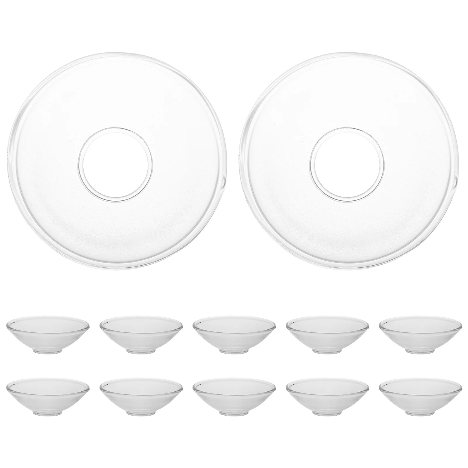 

12Pcs Drip Protector Fluted Clear Glass Wax Holder Decorative Wax Catcher for Home Restaurant Hotel Use